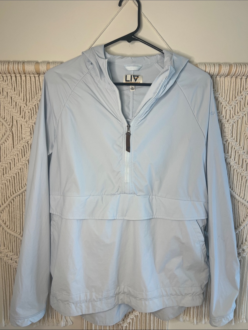 Light Blue Hooded Windbreaker Jacket